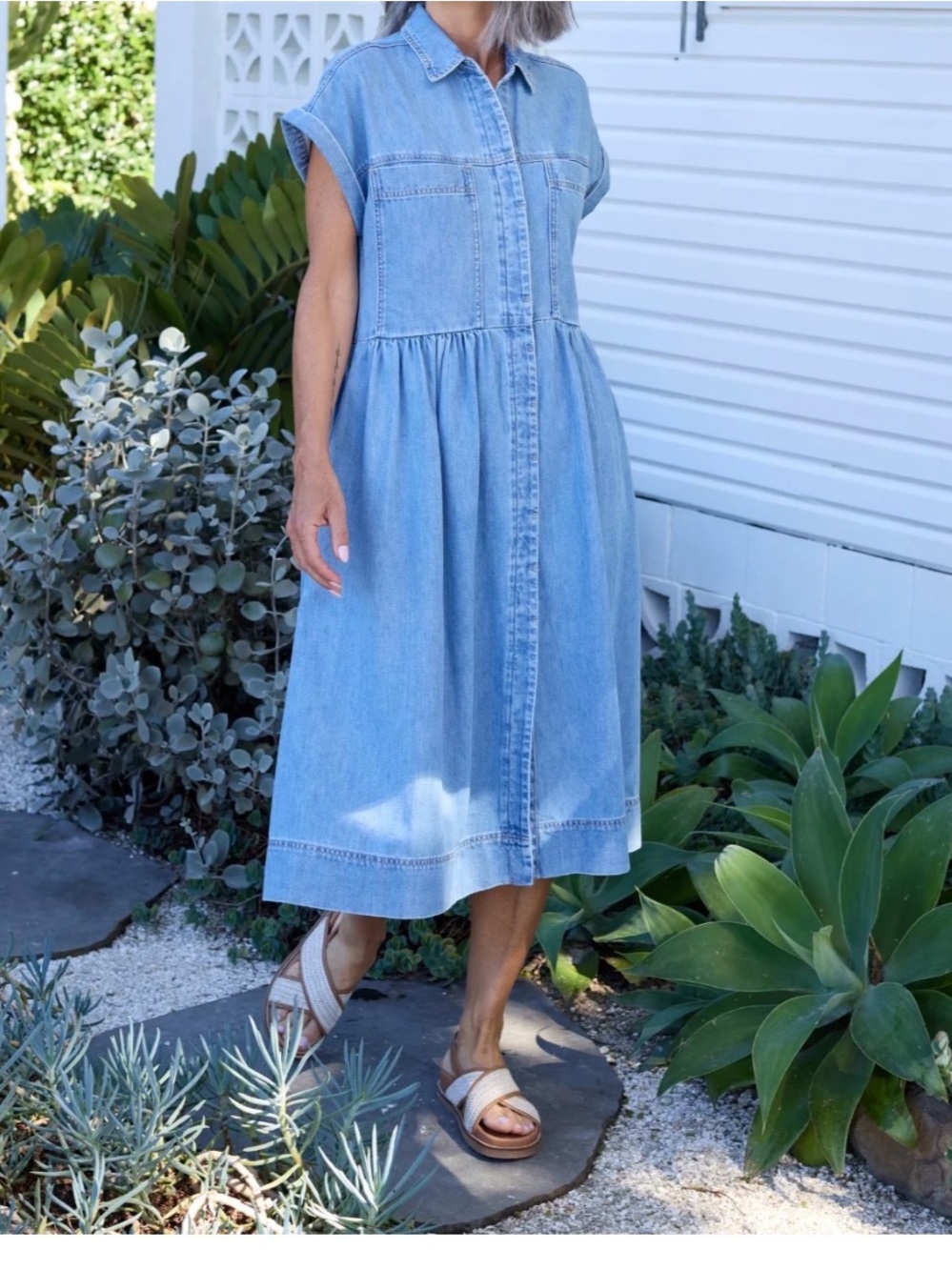 Maye Harper Light Blue Denim Midi Dress S Casual Cottagecore